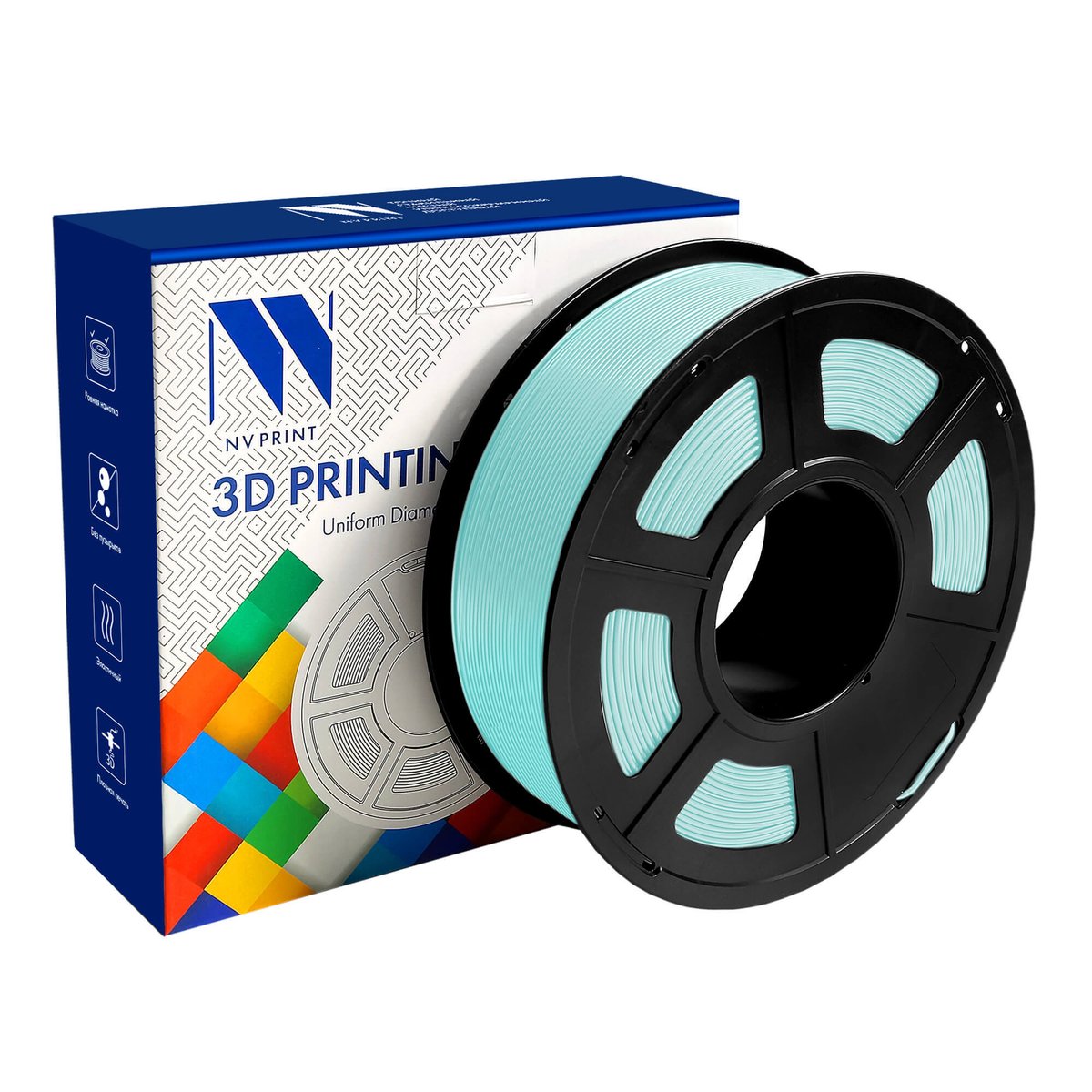 Филамент NV Print NV-3D-TPU-SILK-LightBLUE, TPU, 1.75 мм, 1 кг, светло-голубой