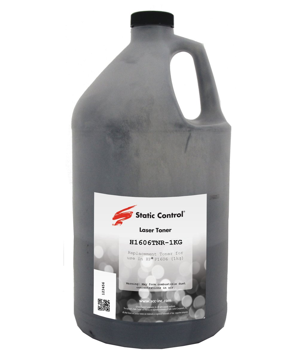 Тонер Static Control H1606TNR-1KG, чёрный, флакон 1 кг