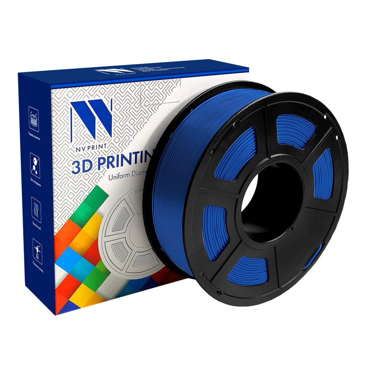 Филамент NV Print NV-3D-ABS-BLUE, ABS, синий, 1,75 мм, 1 кг, 330 м