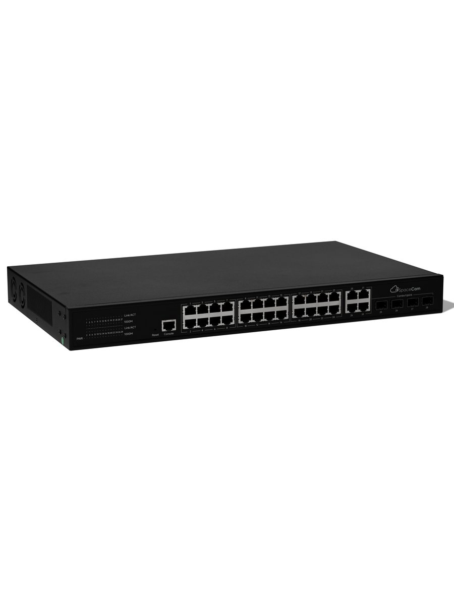 Коммутатор SpaceCam SC-L2-24GP-285-4G(A), L2, 24×1GbE PoE, 4×SFP, 285Вт