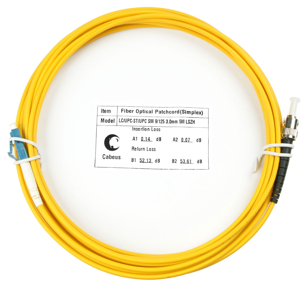 Патч-корд оптический Cabeus FOP(s)-9-LC-ST-20m, simplex LC-ST, 9/125, 20 м, LSZH
