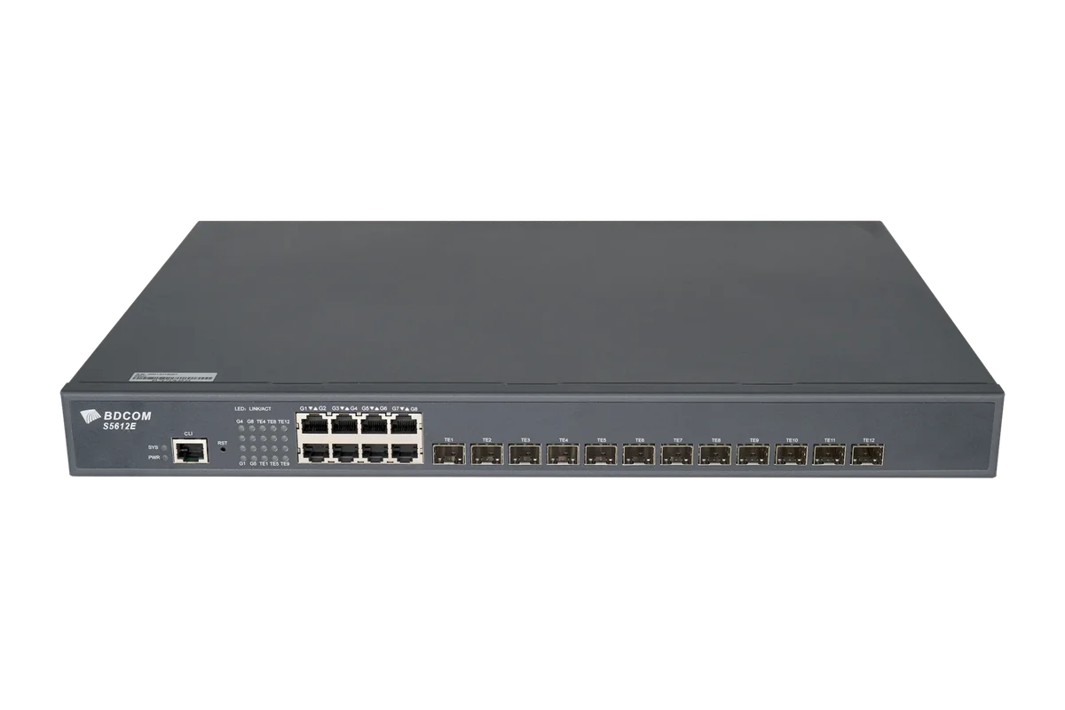 Коммутатор BDCOM S5612E, L3, 8×1GbE, 12×1/10G SFP+, AC