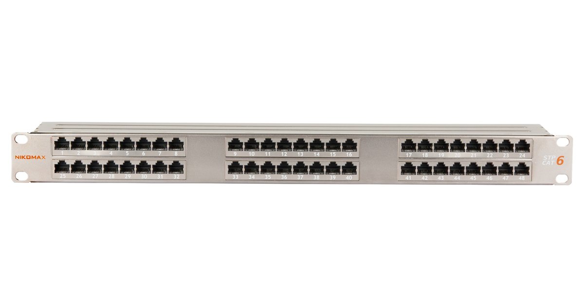 Патч-панель NIKOMAX NMC-RP48SE2-HR-1U-MT, 19", 1U, 48×RJ45, кат.6, экранированная