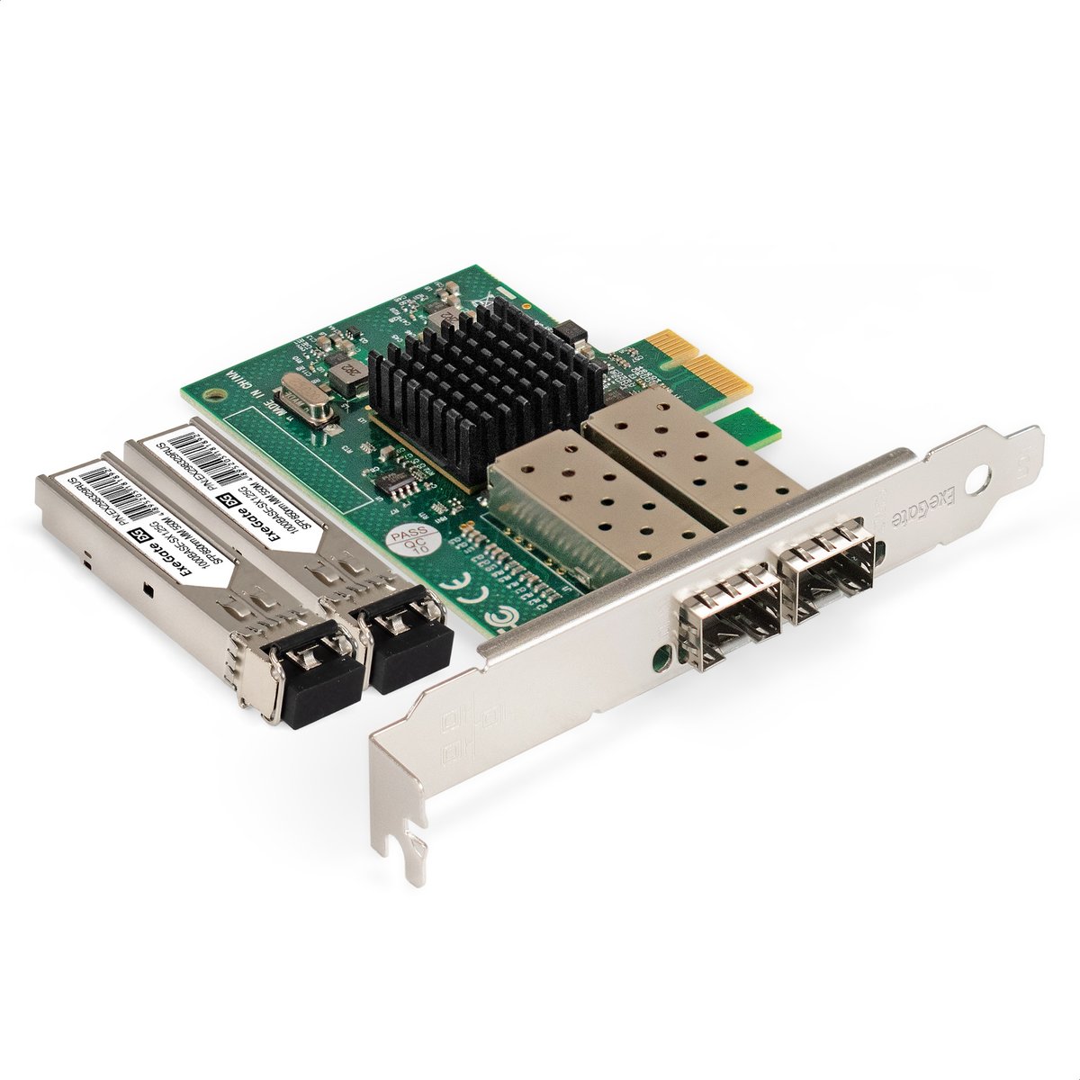 Сетевой адаптер ExeGate 299088, PCI-E, 2×SFP, Intel 82576, +2 трансивера MM