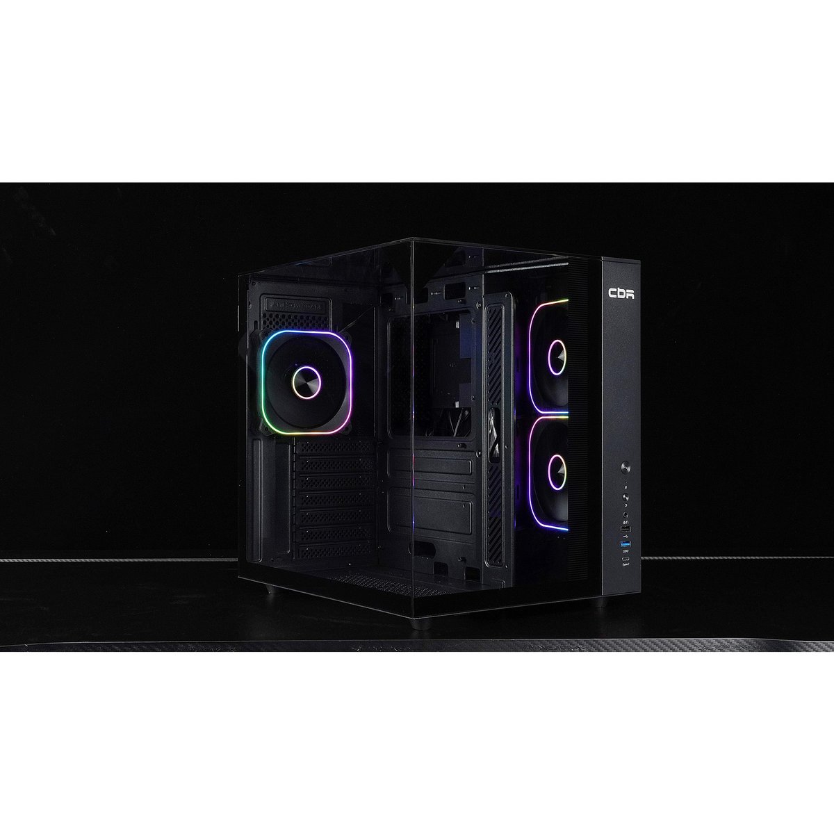 Корпус CBR ATX Cube X810BK, без БП, USB Type-C, 3 вентилятора, черный