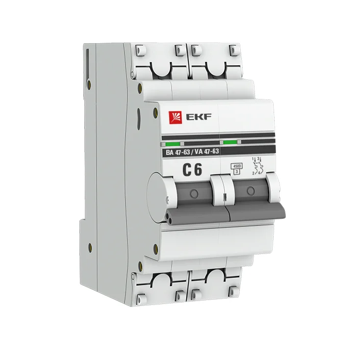 Автоматический выключатель EKF mcb4763-2-06C-pro, 2P, 6 А, тип C, 4,5 кА, ВА 47-63 PROxima