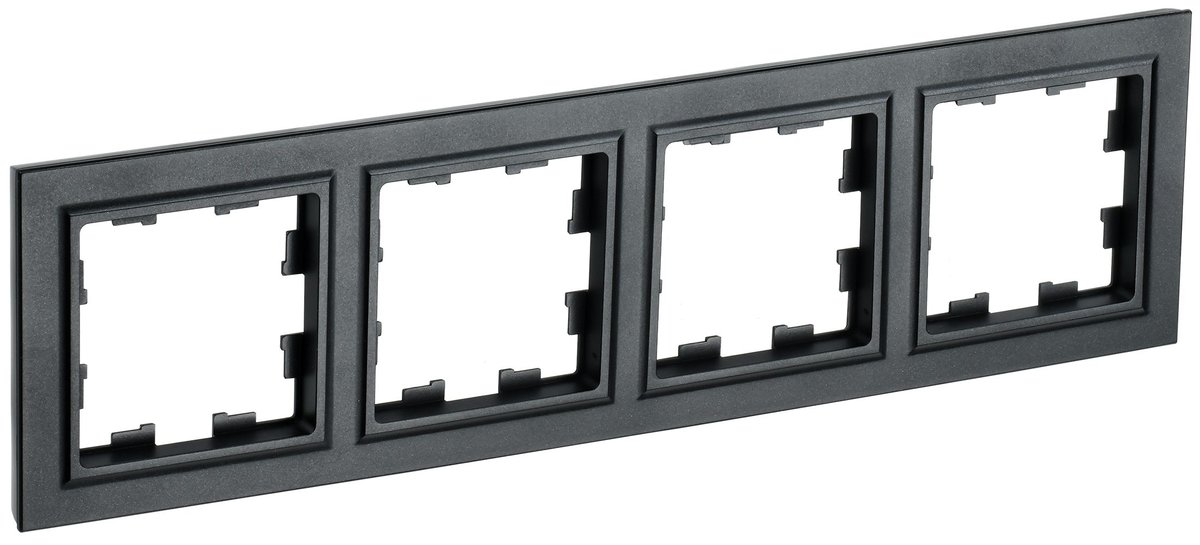 Рамка IEK BRITE BR-M42-K02, 4 поста, чёрная, IP20