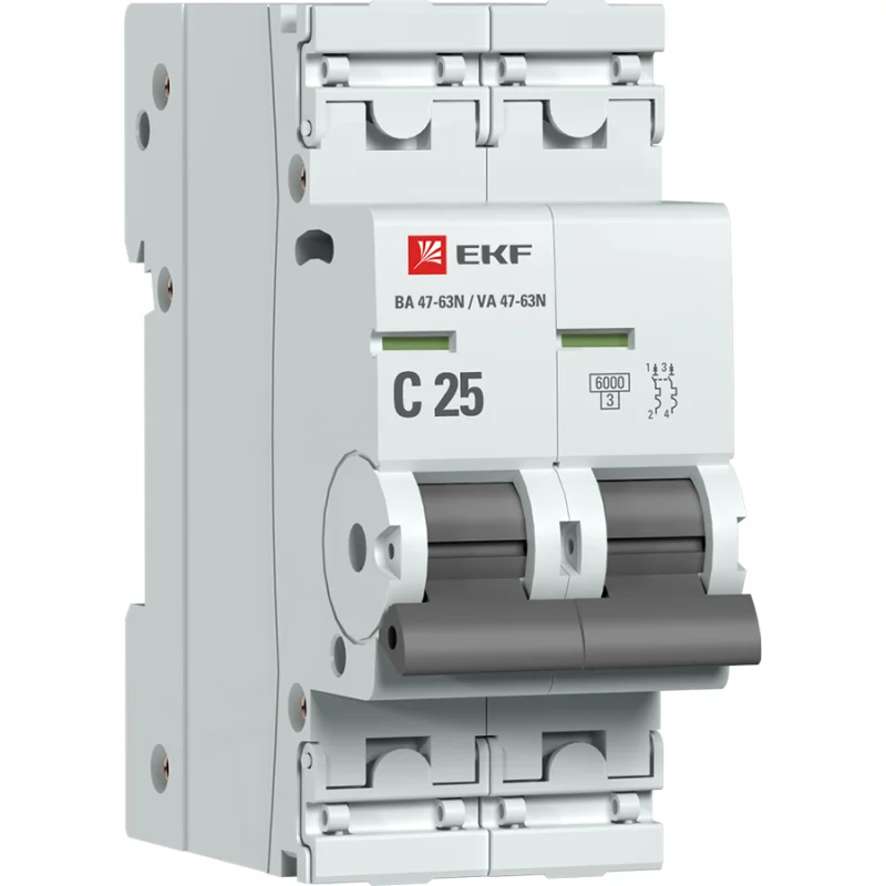 Выключатель автоматический EKF M636225C, 2P, 25А (C), 6кА