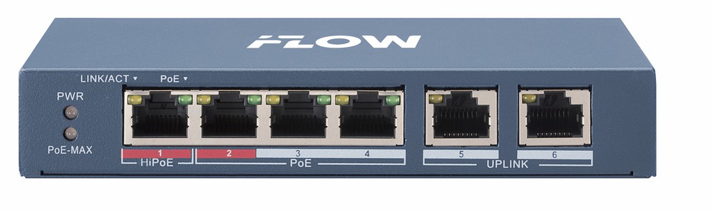 Коммутатор IFLOW F-SW-EU206HPOE-V, 4×100M PoE, 2×100M Uplink, 60W