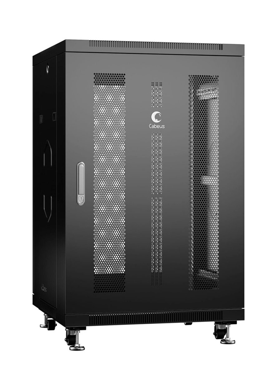 Шкаф Cabeus ND-05C-18U60/100-BK, 18U, 600×1000 мм, перфорированные двери, черный