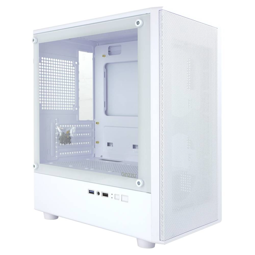 Корпус Ginzzu CL411, mATX, сталь, боковое окно, белый