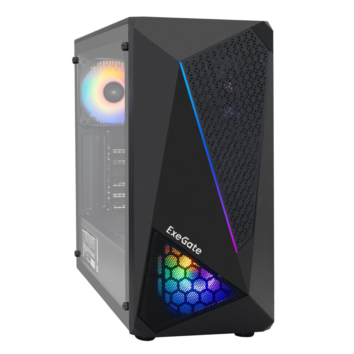 Корпус ExeGate EX293014RUS, Miditower, ATX, БП 500Вт, USB 3.0, стекло