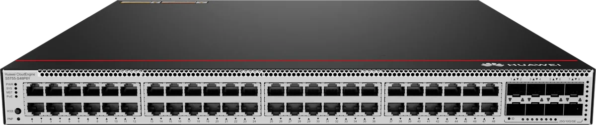 Коммутатор Huawei CloudEngine S5755-S48P8Y, L3, 48×PoE, 8×25GbE