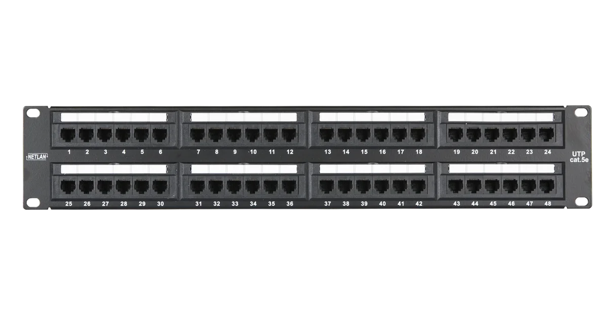 Патч-панель NETLAN EC-URP-48-UD2, 19", 2U, 48 портов, Cat.5e, неэкранированная
