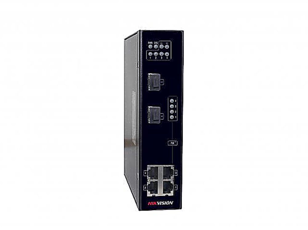 Коммутатор Hikvision DS-3T0306P, неуправляемый, промышленный, 4×PoE 10/100M, 2×SFP, -40…+65°C