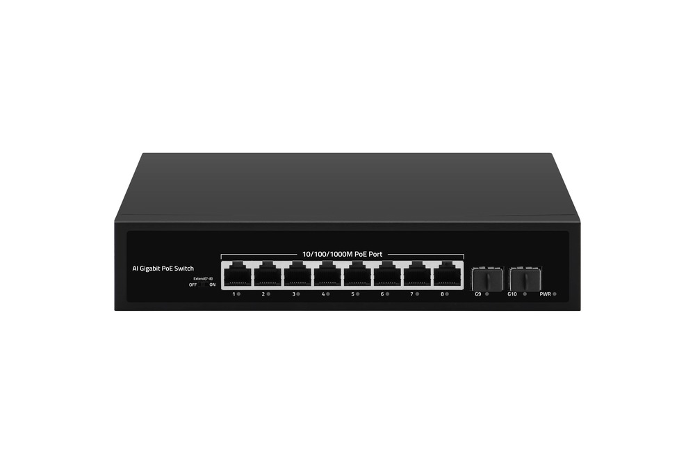 Коммутатор NIKOMAX GL-SW-G007-08P, 8×GbE PoE, 2×SFP, 120 Вт PoE, неуправляемый