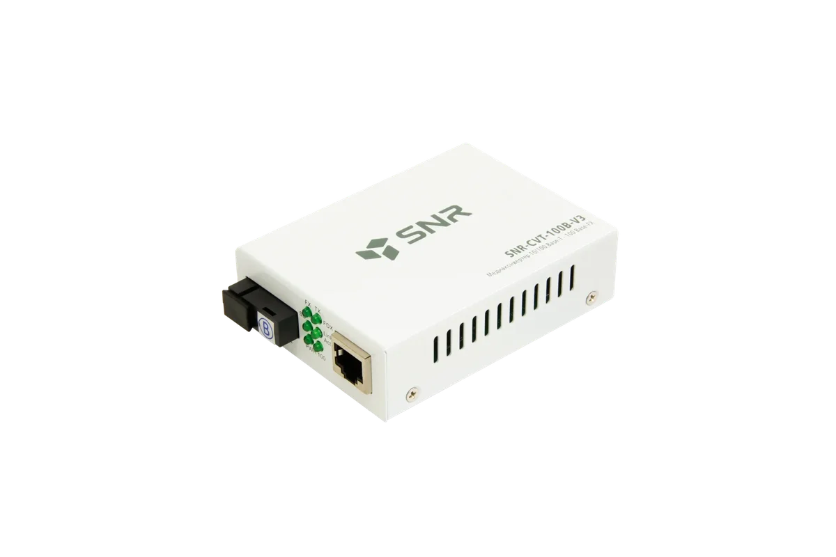 Медиаконвертер SNR SNR-CVT-100B-V3, 10/100Base-T — 100Base-FX, SC, до 20 км