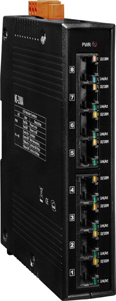 Коммутатор ICP DAS NS-208A CR, 8×RJ45, L2, 12–48 В, DIN-рейка