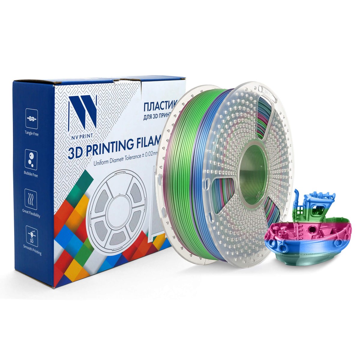 Филамент NV Print Silk PLA+ Rainbow 06, 1.75 мм, 1 кг