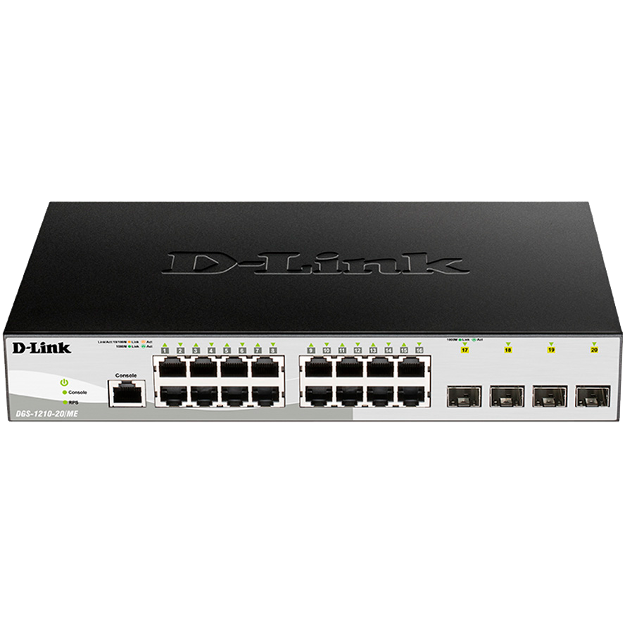 Коммутатор D-Link DGS-1210-20/ME/B1A, L2, управляемый, 16×1GbE, 4×SFP