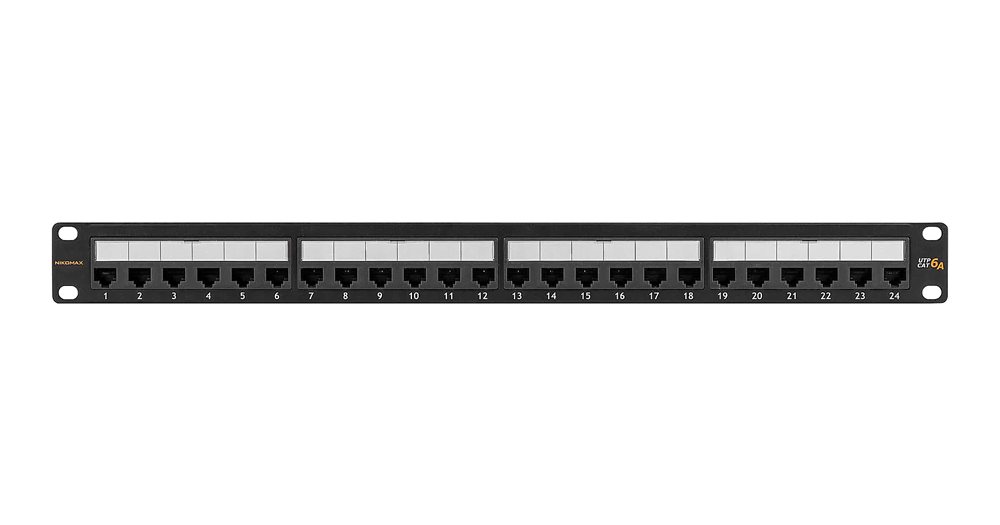 Патч-панель Nikomax NMC-RP24UA2-1U-BK, 19", 1U, 24×Cat.6a, RJ45