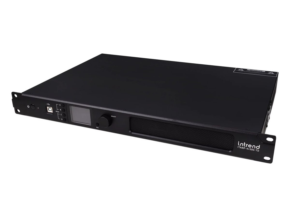 Усилитель Intrend ITAMP-4x500-TD, 4 канала, 4×500 Вт/4 Ом, Dante, DSP