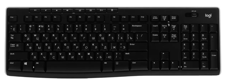 Клавиатура LOGITECH Wireless Keyboard K270 (920-003058), беспроводная, USB, 112 клавиш