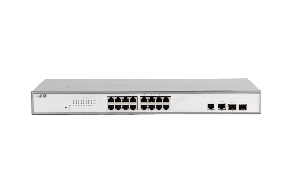 Коммутатор ROXTON UNS-1016F2SP, 16×PoE 10/100, 2×SFP, PoE+