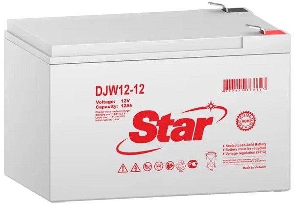 Аккумулятор STAR DJW12-12, 12В/12А·ч, ножевые клеммы