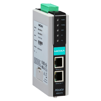 Преобразователь MOXA MGate MB3270, Modbus RTU/ASCII в Modbus TCP, 2 порта