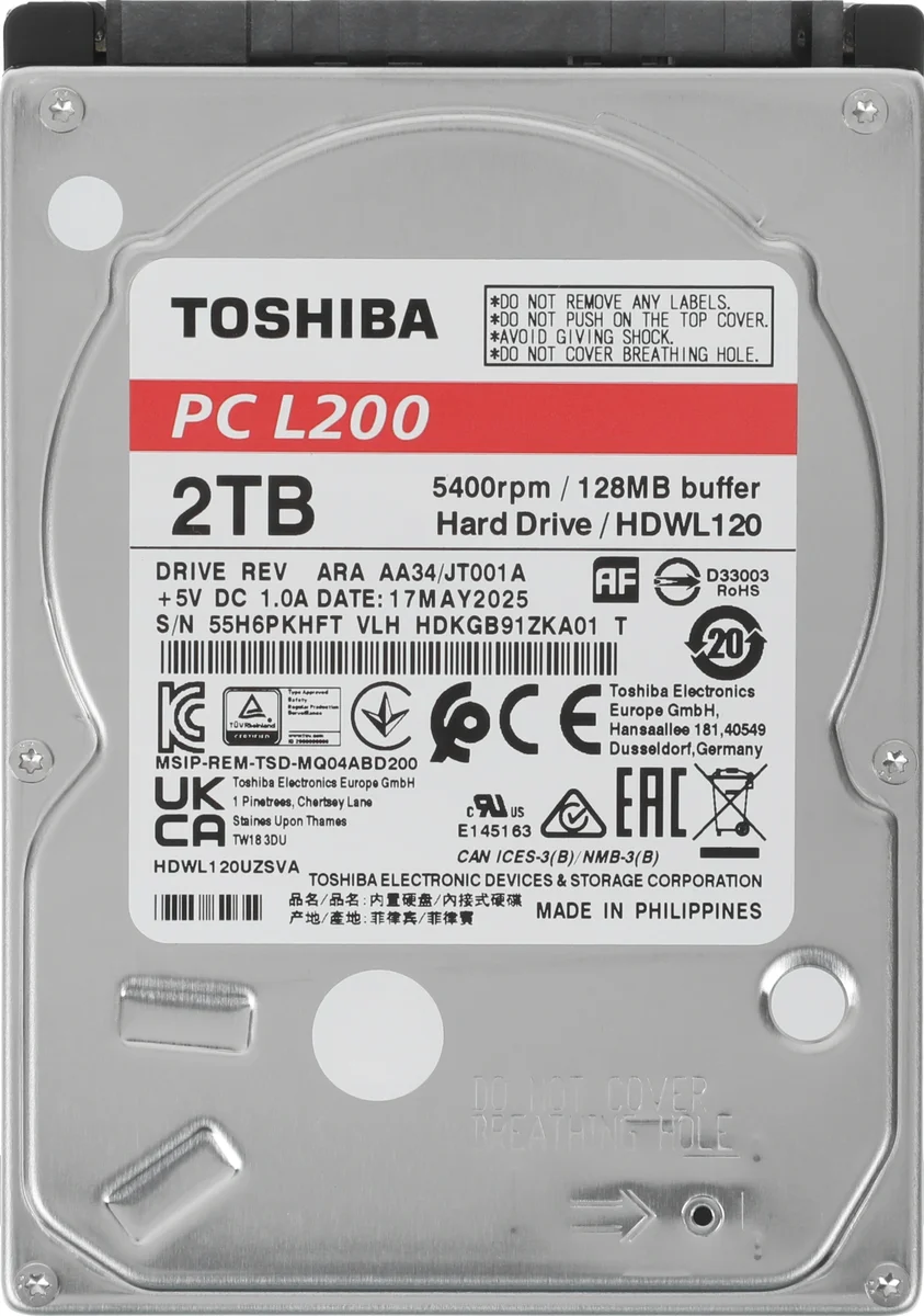 Жесткий диск Toshiba HDWL120UZSVA, 2TB, SATA III, 2.5", 5400rpm