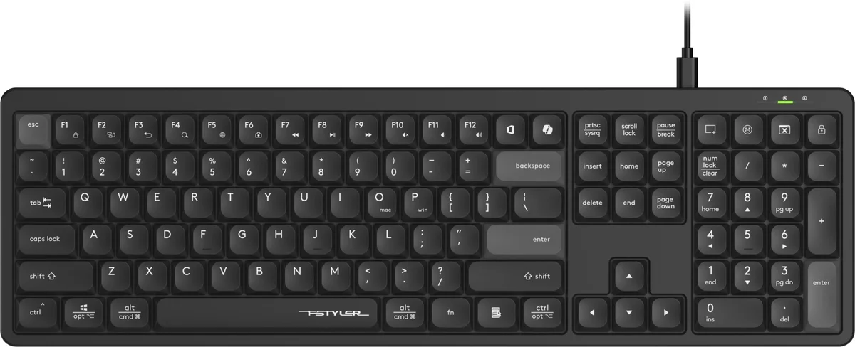 Клавиатура A4Tech FX55, проводная USB, 110 клавиш, slim, черный