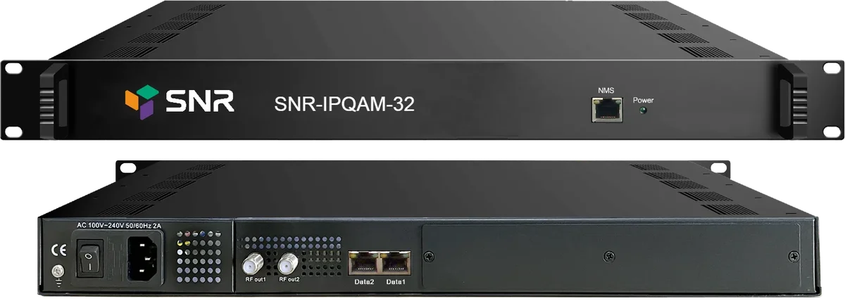 Модулятор SNR SNR-IPQAM-32, DVB-C, 32 несущих, 2×1000Base-T, 1U