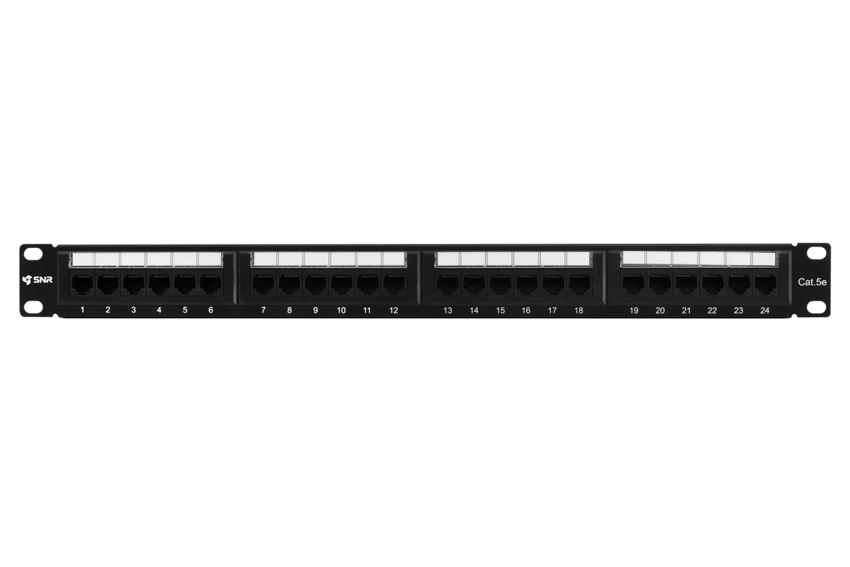 Патч-панель SNR SNR-UD-1U24-5E-H, 19", 1U, 24 порта, cat.5e, неэкранированная