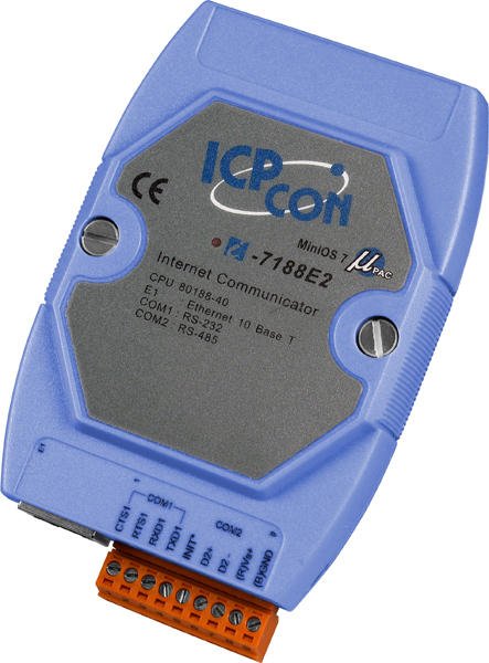 Контроллер ICP DAS I-7188E2 CR, 2 порта COM, Ethernet 10 Мбит/с, DIN-рейка