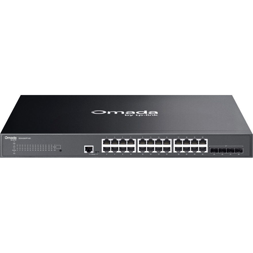 Коммутатор TP-Link SG3428XPP-M2 Omada, 24×2.5G PoE+/PoE++, 4×10G SFP+, L2+, 1U