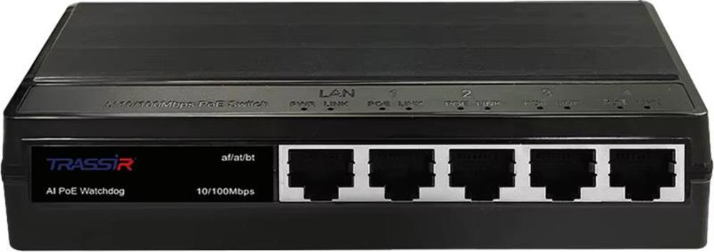 Коммутатор Trassir TR-NS1105-60-4POE, 5×GbE, 4×PoE, 60Вт