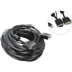 Кабель для консолей Procase CE-1000, USB+VGA, 10м