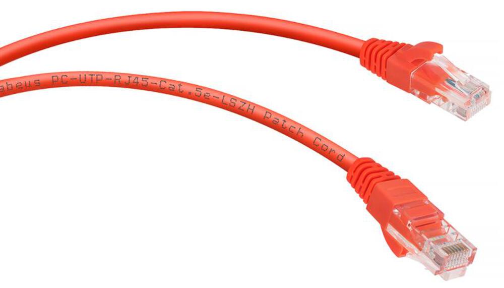 Патч-корд Cabeus PC-UTP-RJ45-Cat.5e-0.3m-RD-LSZH, Cat.5e, 0.3м, красный