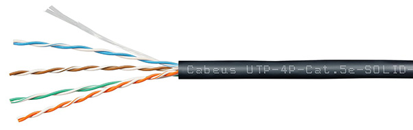 Кабель Cabeus UTP-4P-Cat.5e-SOLID-OUT-PE-UV-50, U/UTP, кат. 5e, 4 пары 24 AWG, PE-UV, 50 м