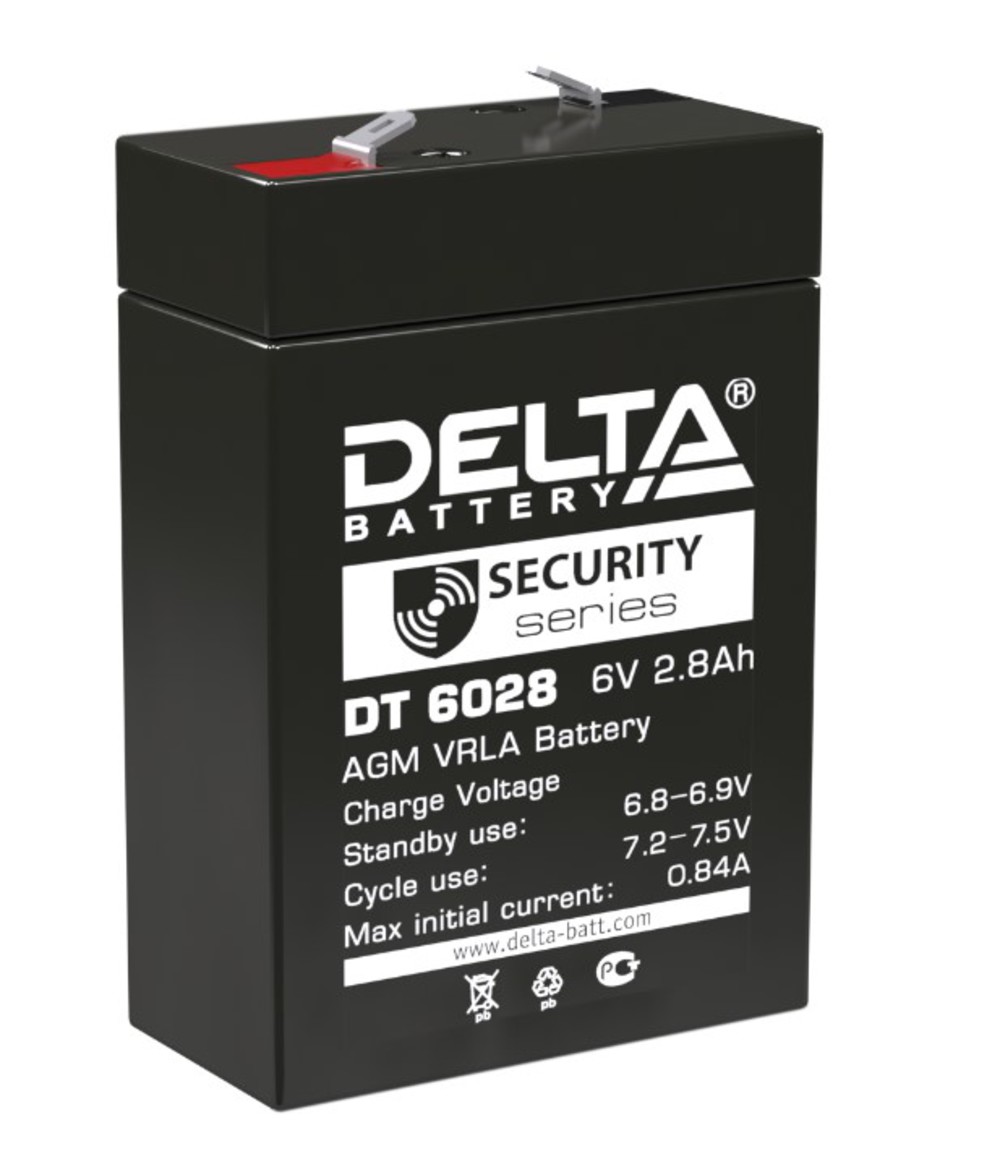 Аккумулятор Delta DT 6028, 6В, 2.8Ач, AGM