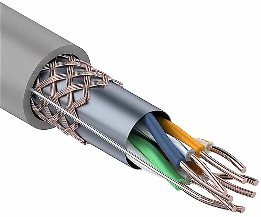 Кабель REXANT 01-0342, витая пара S/FTP 4PR 24AWG, CAT5e, 305 м