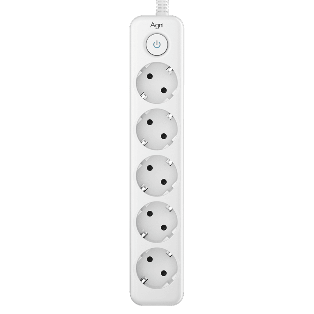 Сетевой фильтр AGNI TP-FD5E-2m-white, 5 розеток Schuko, 16 А, 4000 Вт, кабель 2 м