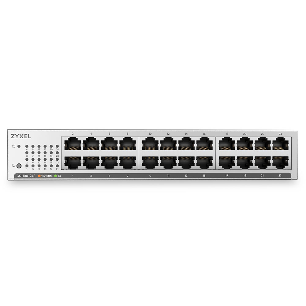 Коммутатор бесшумный/ Web-managed Gigabit Switch Zyxel GS1100-24E, 24xRJ-45: 1G, rack 19", fanless