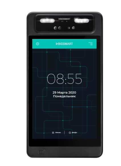 Терминал BioSmart QUASAR-MFR, биометрический СКУД, распознавание лица, IP54