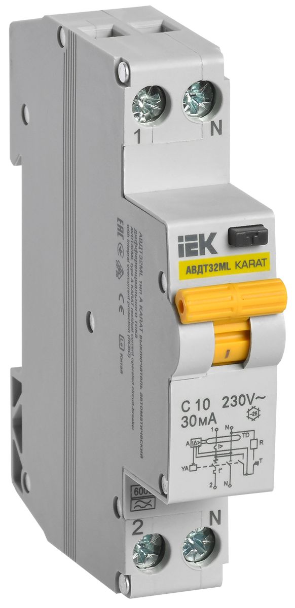 Выключатель дифференциального тока IEK АВДТ32ML MVD12-1-010-C-030-A, тип A, C10, 30мА