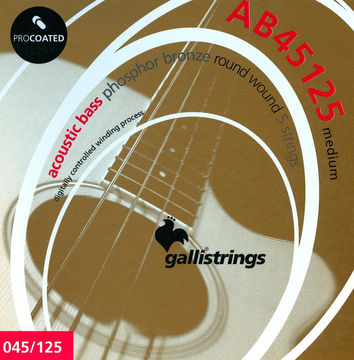Комплект струн GALLI STRINGS AB45125 для 5-струнной бас-гитары, 45-125