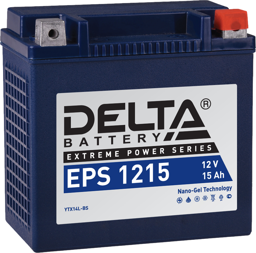 Аккумулятор Delta EPS 1215, 12 В / 15 А·ч, клемма болт + гайка Ø 6 мм