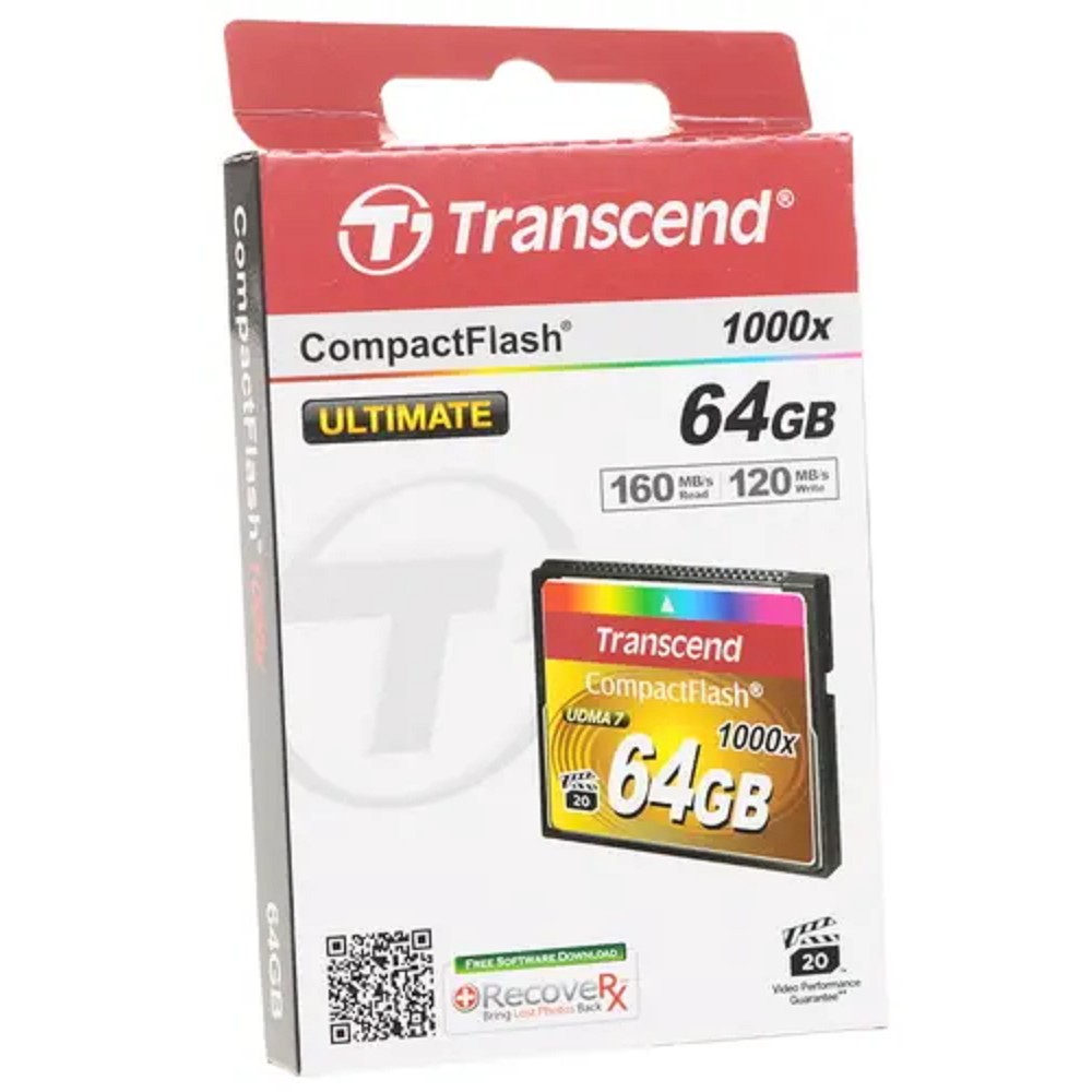 Карта памяти Transcend TS64GCF1000, CompactFlash 64 ГБ, 1000x, 160/120 МБ/с