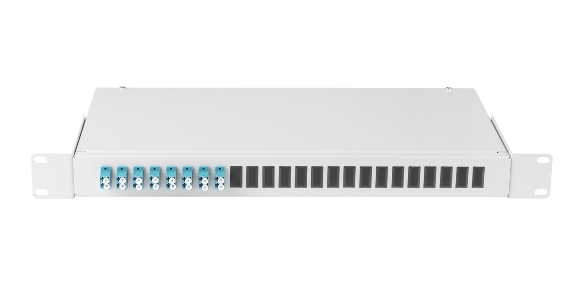 Оптический кросс NIKOMAX NMF-RP16LCUS2-WS-ES-1U-GY, 19", 1U, 16×LC/UPC